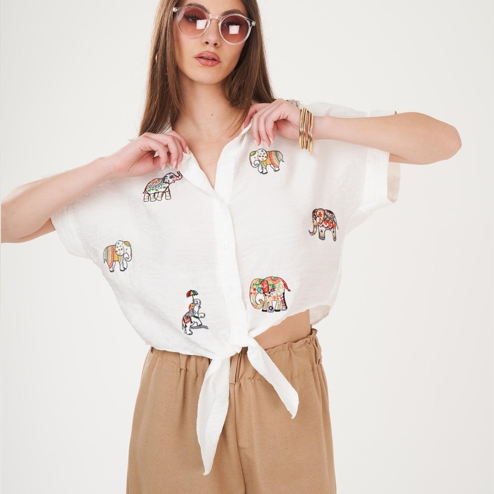amBar Shirt with Elephant Embroidery Detail